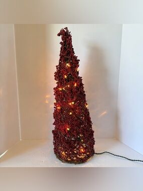 24.75” Vintage Red Berry Grapevine Christmas Tree – Sparkling Holiday Decor